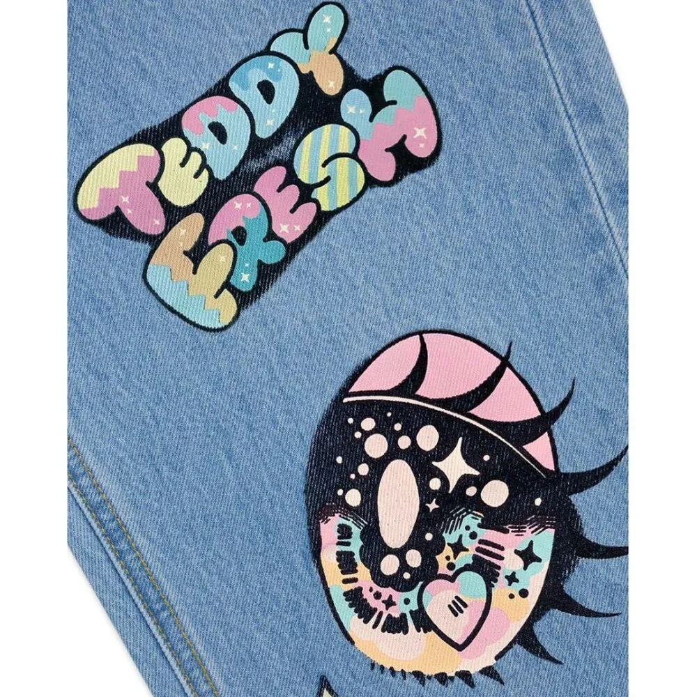ULTRA RARE, BNWOT Teddy Fresh x Yurie Sekiya Printed Denim Jeans - Picture 5 of 9